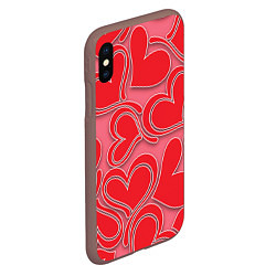 Чехол iPhone XS Max матовый Love hearts, цвет: 3D-коричневый — фото 2