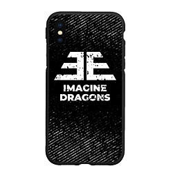 Чехол iPhone XS Max матовый Imagine Dragons с потертостями на темном фоне, цвет: 3D-черный