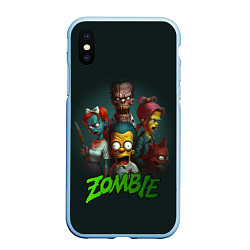 Чехол iPhone XS Max матовый Симпсоны зомби, цвет: 3D-голубой