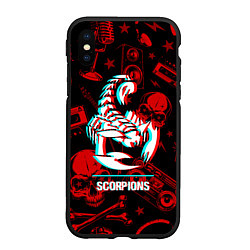 Чехол iPhone XS Max матовый Scorpions rock glitch, цвет: 3D-черный