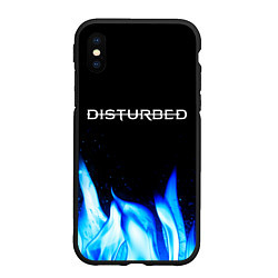Чехол iPhone XS Max матовый Disturbed blue fire, цвет: 3D-черный