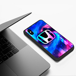 Чехол iPhone XS Max матовый Honda неоновый космос, цвет: 3D-черный — фото 2