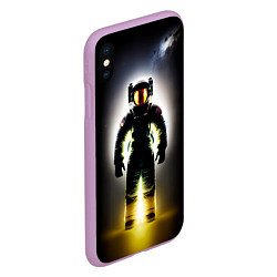Чехол iPhone XS Max матовый Неоновый космонавт - нейросеть, цвет: 3D-сиреневый — фото 2