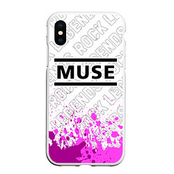 Чехол iPhone XS Max матовый Muse rock legends: символ сверху, цвет: 3D-белый