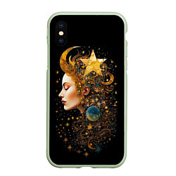 Чехол iPhone XS Max матовый Богиня ночи - нейросеть, цвет: 3D-салатовый