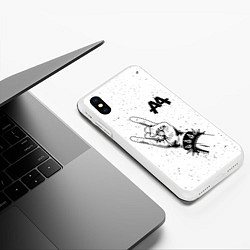 Чехол iPhone XS Max матовый Asking Alexandria и рок символ, цвет: 3D-белый — фото 2