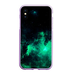 Чехол iPhone XS Max матовый Зелёная галактика Midjourney, цвет: 3D-сиреневый
