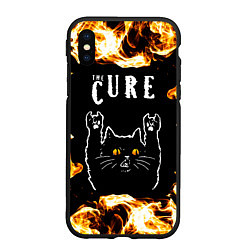 Чехол iPhone XS Max матовый The Cure рок кот и огонь