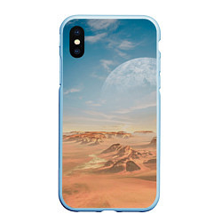 Чехол iPhone XS Max матовый Пустынная планета и спутник, цвет: 3D-голубой
