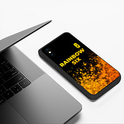 Чехол iPhone XS Max матовый Rainbow Six - gold gradient: символ сверху, цвет: 3D-черный — фото 2