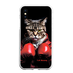 Чехол iPhone XS Max матовый Cat boxing