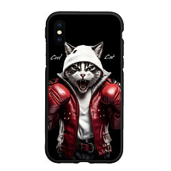 Чехол iPhone XS Max матовый Cool fighting cat