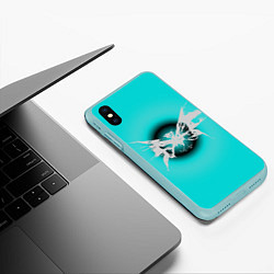 Чехол iPhone XS Max матовый Сияние бабочки - черный - коллекция Хуф и Ся, цвет: 3D-мятный — фото 2