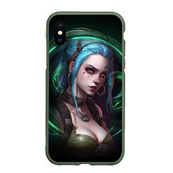 Чехол iPhone XS Max матовый Jinx art Arcane League of Legends, цвет: 3D-темно-зеленый