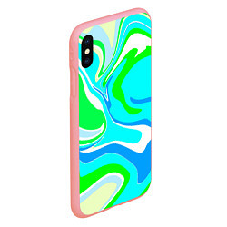 Чехол iPhone XS Max матовый Абстракция сине-зеленая, цвет: 3D-баблгам — фото 2