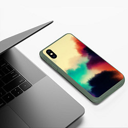 Чехол iPhone XS Max матовый Пелена облаков, цвет: 3D-темно-зеленый — фото 2