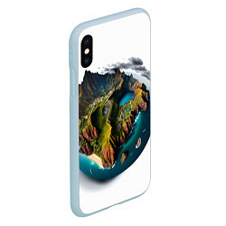 Чехол iPhone XS Max матовый Планета с одним островом, цвет: 3D-голубой — фото 2