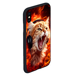Чехол iPhone XS Max матовый Кот пламенный меломан, цвет: 3D-черный — фото 2