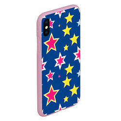 Чехол iPhone XS Max матовый Звёзды разных цветов, цвет: 3D-розовый — фото 2