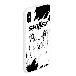 Чехол iPhone XS Max матовый Skillet рок кот на светлом фоне, цвет: 3D-белый — фото 2