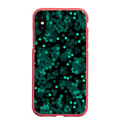 Чехол iPhone XS Max матовый Бирюзовые с зеленым конфетти, цвет: 3D-красный