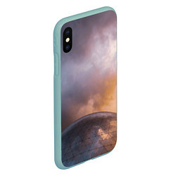 Чехол iPhone XS Max матовый Часть металлической планеты и туман, цвет: 3D-мятный — фото 2