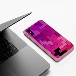 Чехол iPhone XS Max матовый Фиолетовые текстуры, цвет: 3D-малиновый — фото 2