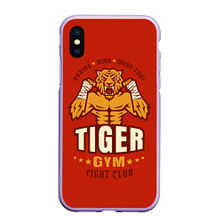 Чехол iPhone XS Max матовый Tiger - боец, цвет: 3D-светло-сиреневый