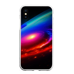 Чехол iPhone XS Max матовый Неоновая галактика, цвет: 3D-белый