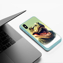 Чехол iPhone XS Max матовый Острые зубы тиранозавра Рекса, цвет: 3D-мятный — фото 2