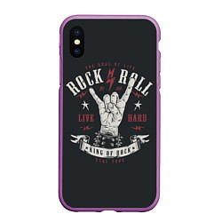 Чехол iPhone XS Max матовый Rock and roll - жест козы, цвет: 3D-фиолетовый