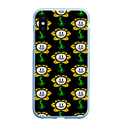 Чехол iPhone XS Max матовый Undertale - flowey smile, цвет: 3D-голубой