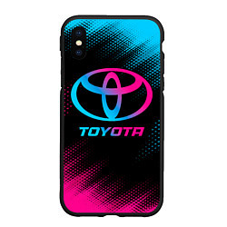 Чехол iPhone XS Max матовый Toyota - neon gradient, цвет: 3D-черный