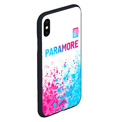 Чехол iPhone XS Max матовый Paramore neon gradient style: символ сверху, цвет: 3D-черный — фото 2