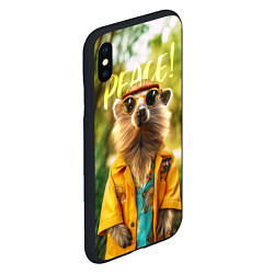 Чехол iPhone XS Max матовый Peace - хиппи квокка короткохвостый кенгуру, цвет: 3D-черный — фото 2