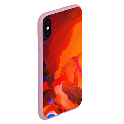 Чехол iPhone XS Max матовый Красно-оранжевый камень, цвет: 3D-розовый — фото 2