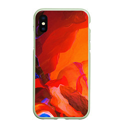 Чехол iPhone XS Max матовый Красно-оранжевый камень, цвет: 3D-салатовый