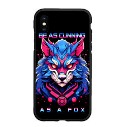 Чехол iPhone XS Max матовый Хитрый синий лис, цвет: 3D-черный
