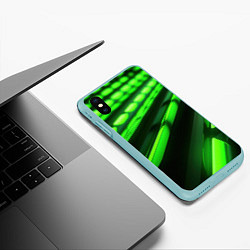 Чехол iPhone XS Max матовый Green neon abstract, цвет: 3D-мятный — фото 2