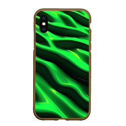 Чехол iPhone XS Max матовый Зелено-черный абстрактный фон, цвет: 3D-коричневый