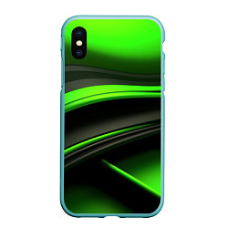 Чехол iPhone XS Max матовый Black green textureпоп