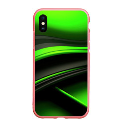 Чехол iPhone XS Max матовый Black green textureпоп, цвет: 3D-баблгам