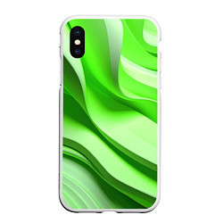 Чехол iPhone XS Max матовый Светлые зеленые волны, цвет: 3D-белый