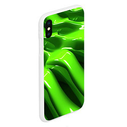 Чехол iPhone XS Max матовый Текстура зеленая слизь, цвет: 3D-белый — фото 2