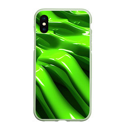 Чехол iPhone XS Max матовый Текстура зеленая слизь, цвет: 3D-салатовый