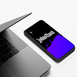 Чехол iPhone XS Max матовый Judas Priest purple grunge, цвет: 3D-черный — фото 2