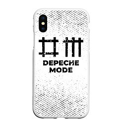 Чехол iPhone XS Max матовый Depeche Mode с потертостями на светлом фоне