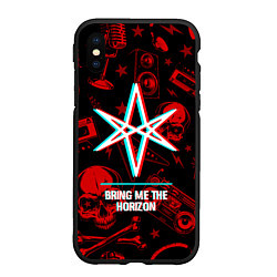 Чехол iPhone XS Max матовый Bring Me the Horizon rock glitch, цвет: 3D-черный