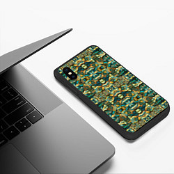 Чехол iPhone XS Max матовый Мозаика из самоцветов, цвет: 3D-черный — фото 2