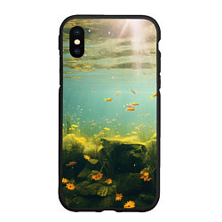 Чехол iPhone XS Max матовый Рыбки в море, цвет: 3D-черный